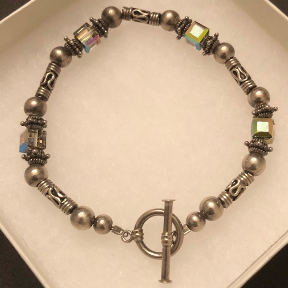 Vintage Silpada Sterling Silver and Swarovski Crystal Bead Bracelet B0912 - Picture 14 of 16